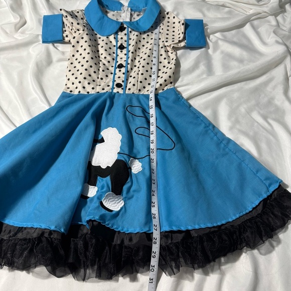 Sock Hop Poodle Skirt Dress Costume Blue and White with black Polkadots Sz 6X-8 - Picture 8 of 11